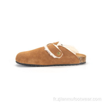 Suede de vache avec mule bordé de cisaillement